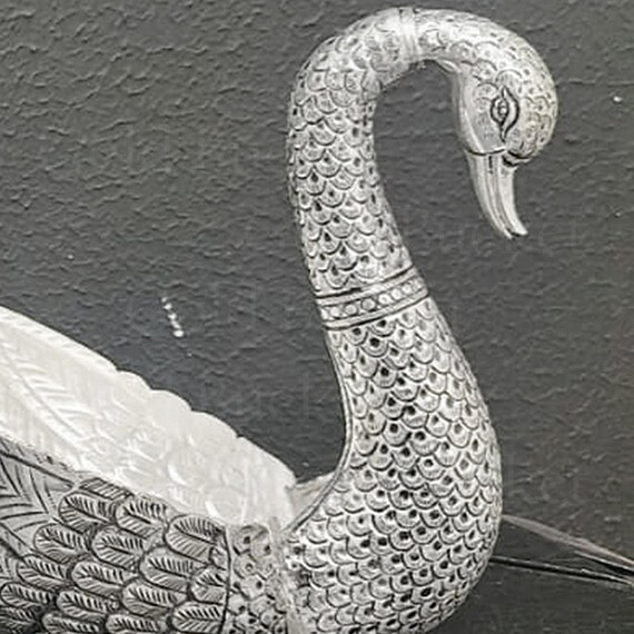 Pure Sterling Silver Swan Bowl Handcrafted Silver Hams Duck Dry