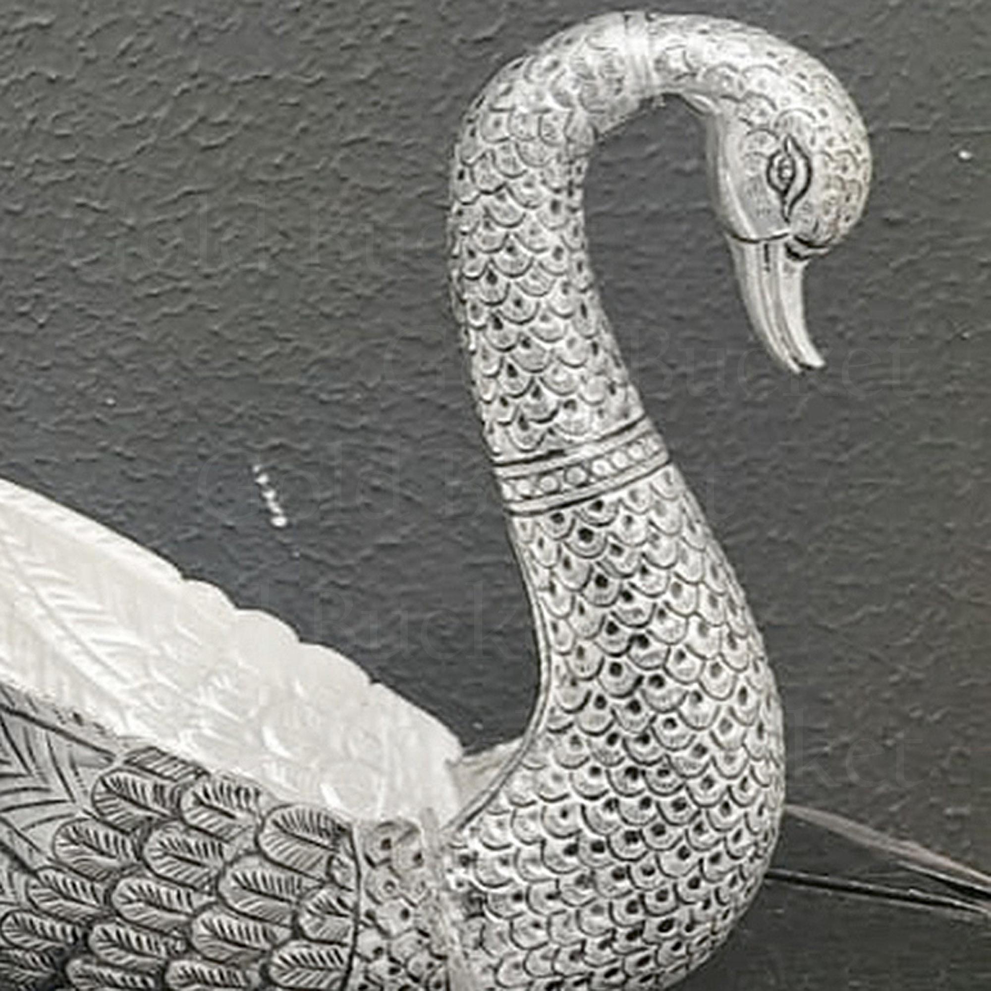 Pure Sterling Silver Swan Bowl Handcrafted Silver Hams Duck Dry