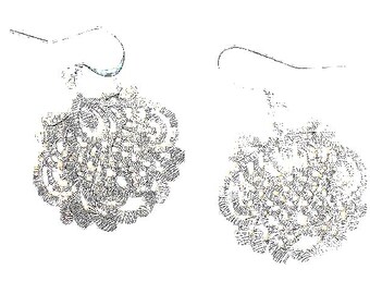 Silver Earrings - Brushed Silver Filigree - Wedding -  Bridal - Prom