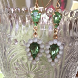 August Birthday - Peridot Green Crystal Earrings with White Opal - Swarovski Stones  - Wedding Earrings