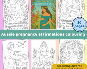 Livre de coloriage pour les affirmations de naissance | Affirmations positives de l'accouchement par hypnose | Aide à l'anxiété pendant la grossesse | Cadeau pour future maman (PDF)