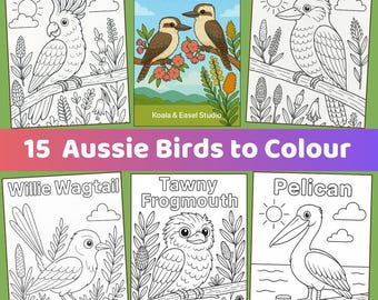Aussie Birds Coloring Pages: Printable Nature Book for Kids (Printable PDF)