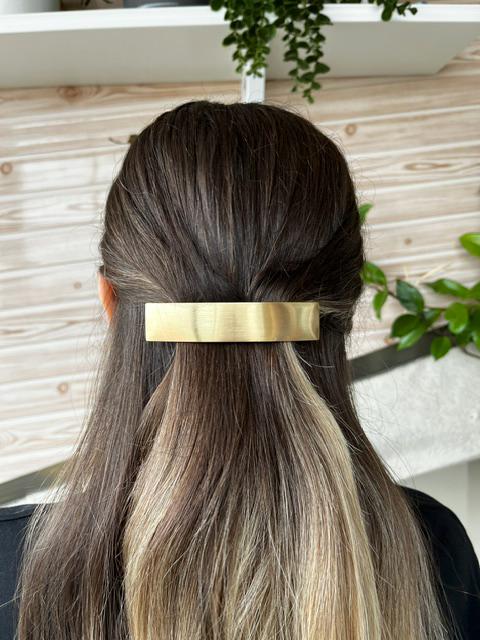 Nordstrom Gold Tone French Barrette Hair Clip Minimalist Textured Metal - Paris Kitsch Metal French Hair Pin (Women) | Nordstromrack main image 4