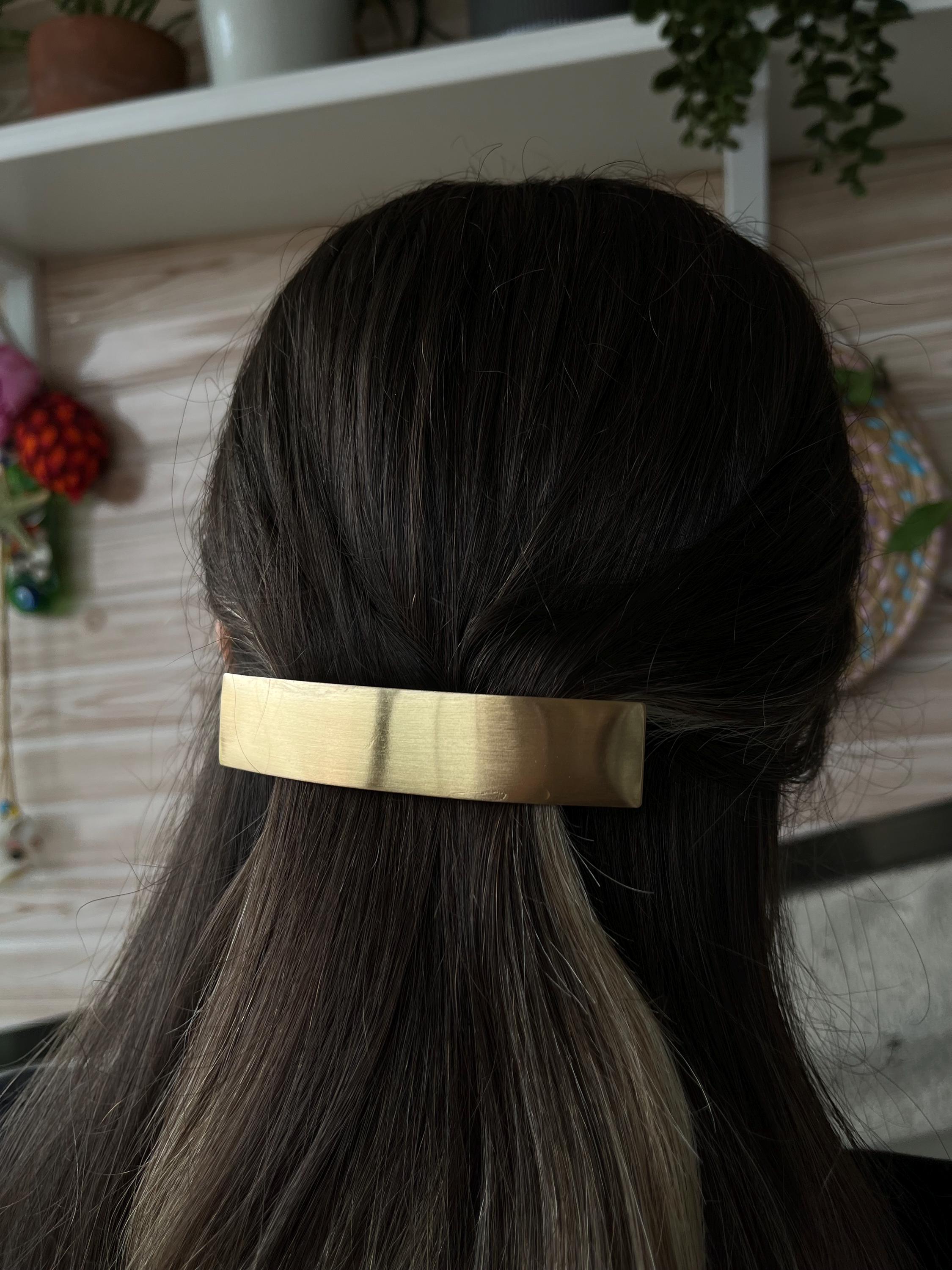 Nordstrom Gold Tone French Barrette Hair Clip Minimalist Textured Metal - Paris Kitsch Metal French Hair Pin (Women) | Nordstromrack main image 2