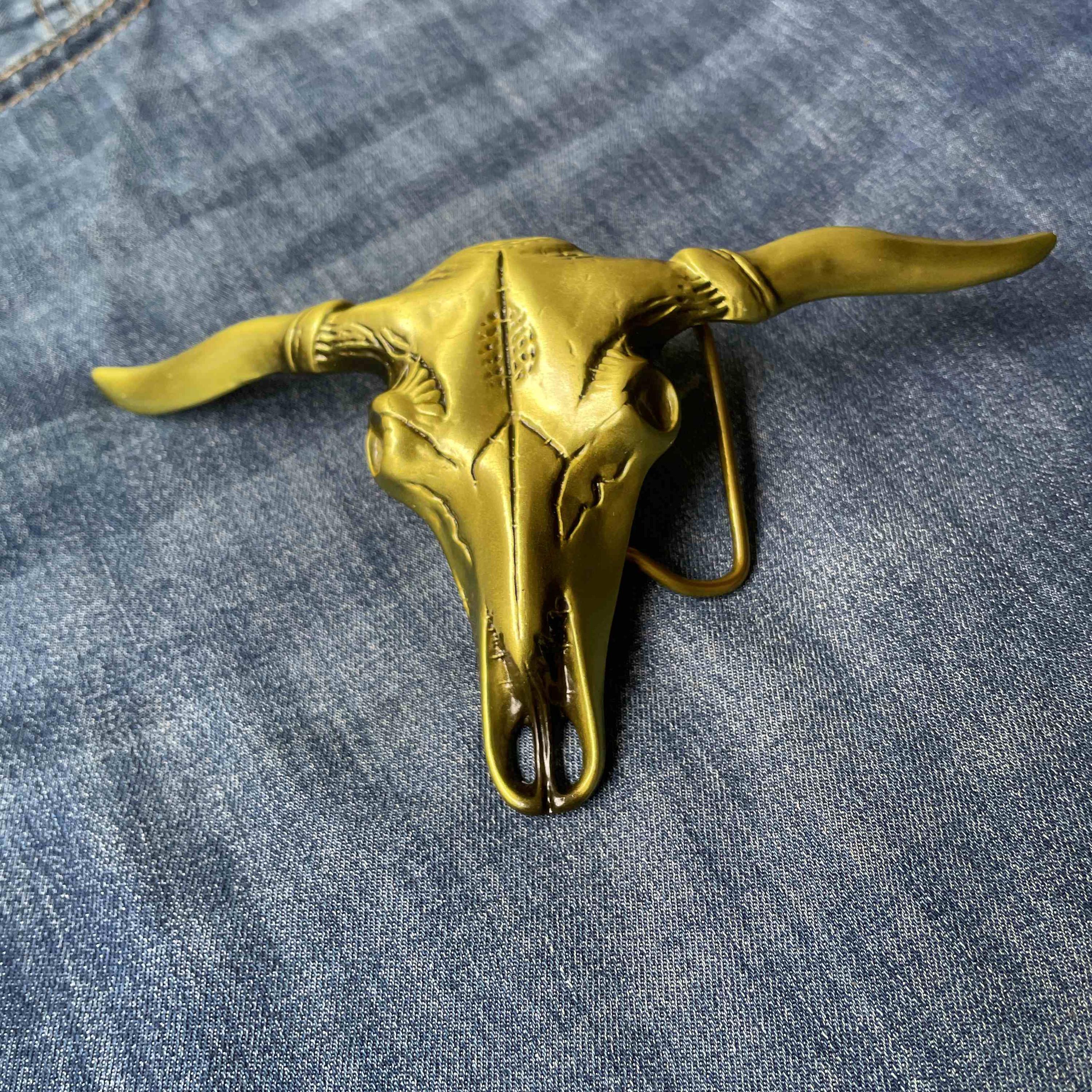 Vintage USA made, Steerhead, Bull Skull Belt Buckle, Interchangeable, Brass Steer Skull Buckle - Etsy main image 4