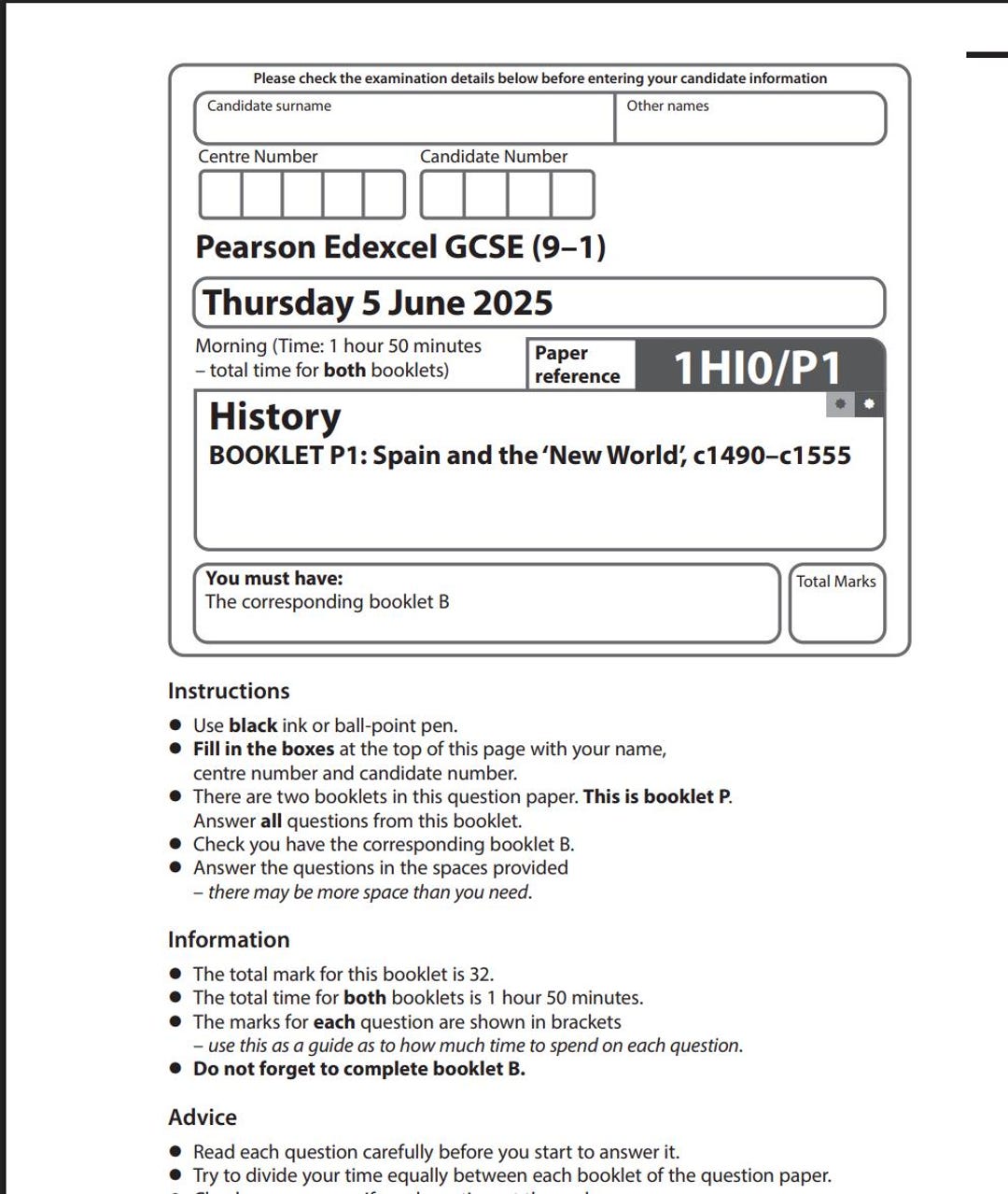 2025 Pearson Edexcel GCSE History Paper P1 + Mark Scheme 1hi0 P1 - Etsy