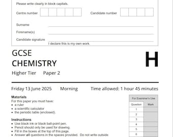 2025 AQA GCSE Chemistry Paper 2 H Higher Tier and Mark Scheme 8462 2H