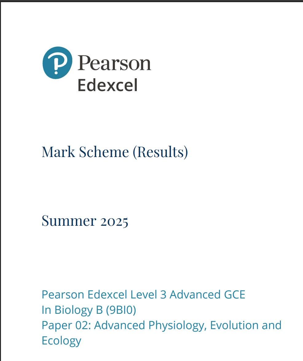 2025 Pearson Edexcel A Level Biology B Paper 2 + Mark Scheme Advanced ...