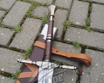 Espada de brujo hecha a mano: réplica de Geralt de Rivia, acero 5160