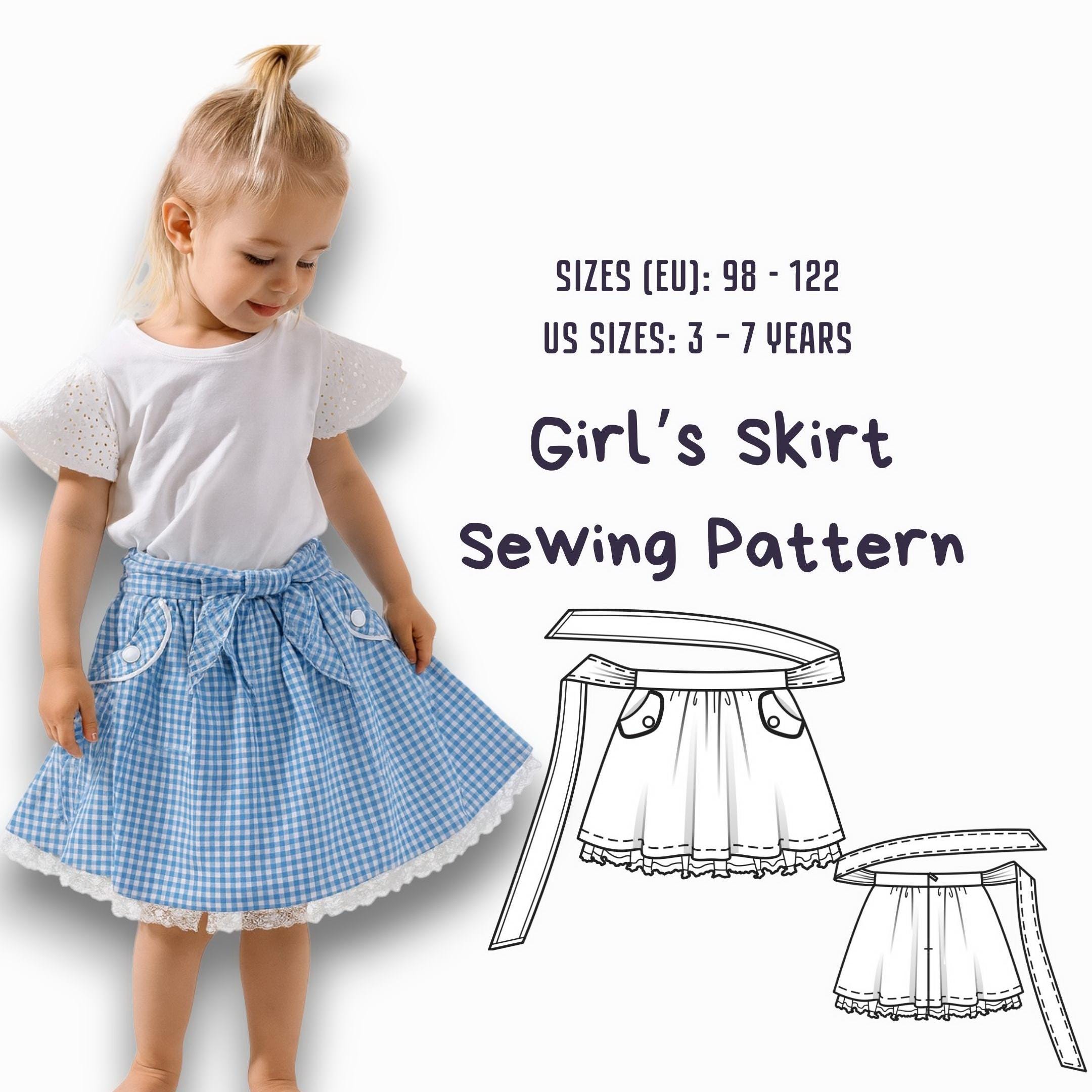 Girls Skirt Sewing Pattern • Beginner Friendly, Sizes 3-7 Years (PDF ...