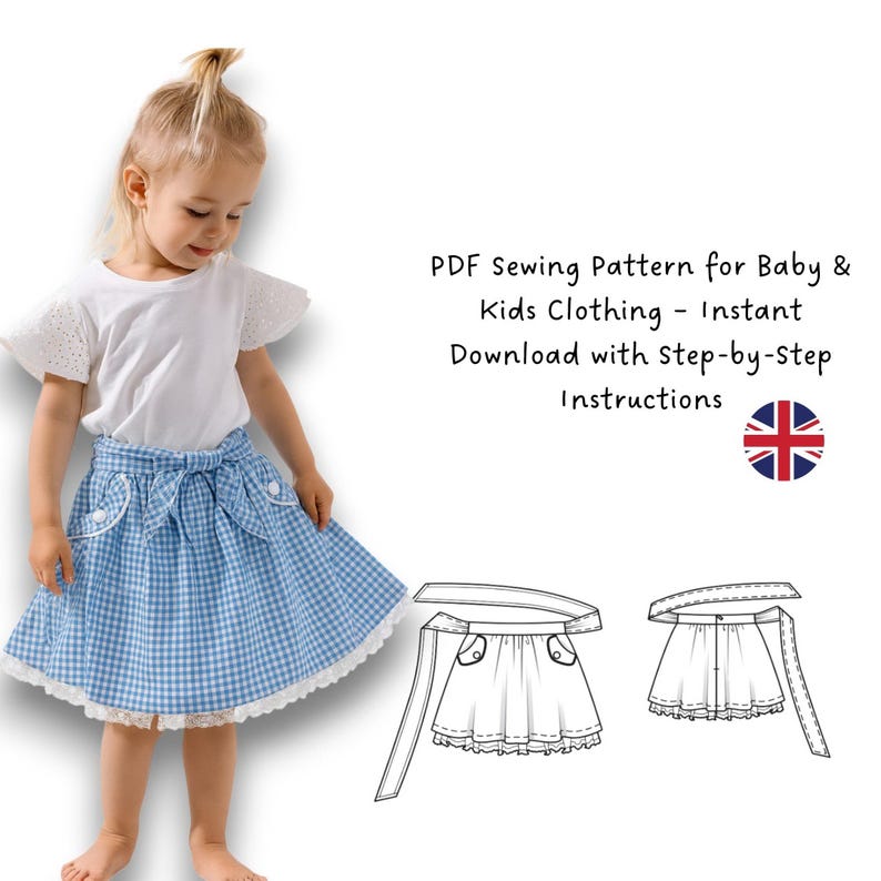 Girls Skirt Sewing Pattern • Beginner Friendly, Sizes 3-7 Years (PDF ...