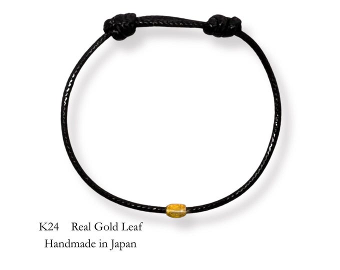 Japanese Gold Leaf Bracelet｜Unisex Minimalist Jewelry｜Matching Friendship Bracelet｜Spiritual Gift for Him or Her｜Made in Japan