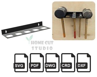 Wall Hammer Rack Cut Files, 5 Slots: Laser Cut Template (Digital Download)