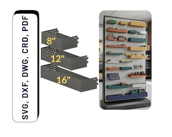 Pegboard Organizer Tray Cut Files, 8", 12", 16" Sizes, Perforated Metal Shelf (Digital Download)