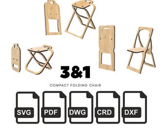 Fold-Flat Chair Plans Bundle (3 Designs), 20 mm Plywood/Wood, 3-Piece Design