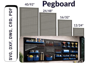 Metal Pegboard Panels, Modular Wall Organizer Files (4 Sizes)