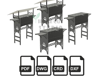 Professional BBQ Grill Cut Files, With-Without Canopy (4 Sizes) Skewers + Removable Grill Grate
