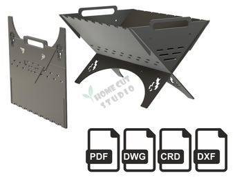 Laser plasma cut plans template files for compact BBQ Grill for 9 skewers 400x300x255mm