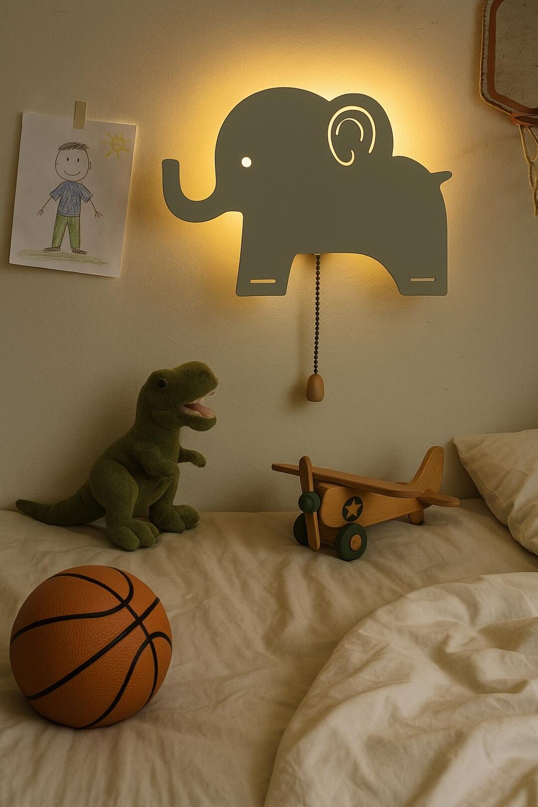 Elephant Nursery Wall Lamp | Kids Bedroom Night Light | Wireless ...