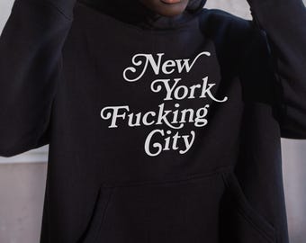 New York F*cking City-hoodie, NYC-uniseks sweatshirt met capuchon, Brooklyn Y2K vintage stijl, zware mix streetwear