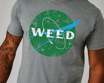 T-shirt met NASA Weed-logo, Galaxy-graphic T-shirt, stonerhumor