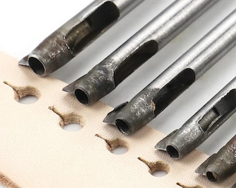 Leather Belt Punching Tool with Holes and Tails, 3pcs, Hollow, Hard Steel  for Leathercraft Project, Accurate Shaping, Manual Cutting Supply