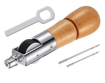 Lederen Naai Priem Set - Handmatige Stitch Awl Met Naalden En Naaigare Voor Leerbewerking Lederen Naai Priem Set - Handmatige Stitch Awl Met Naalden En Naaigare Voor Leerbewerking
