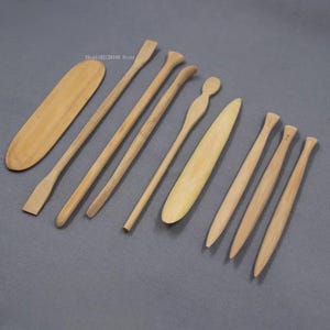 Herramientas para teteras de arcilla púrpura, raspador de bambú hecho a mano para limpiar, dar forma, esculpir y para trabajar con arcilla.