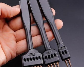 Leather Hole Punching Tool, 1 Set, Black High Carbon Steel, for DIY Watch Strap, Belt, Leathercraft Cutting Supplies, Marking Stitching Hole