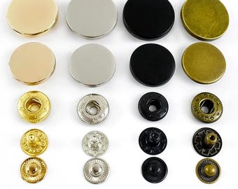 Metal Snap Buttons, 20 Set, Secure Flatback Fasteners, for Wallets, Clothes Press Studs, Sewing Button Craft Accessories and Garment Repairs