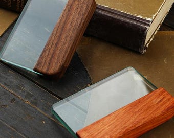 Leather Burnisher Tool, Tempered Glass Slicker Board, Wooden Handle, for Polishing, Smoothing Edges, DIY Belts, Wallets, Leathercraft Supply