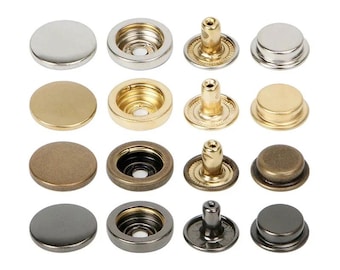 Bottoni automatici in metallo, set da 50, 6-25 mm, bottoni automatici, per cucire pelle, progetti artigianali, giacche, borse e indumenti fai da te fatti a mano