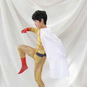 Men's Hero Costume: Yellow Jumpsuit with White Cape