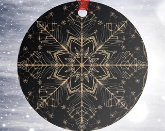 Reversible Metal Ornament: Dark Sacred Geometry, Gothic Christmas Tree Decor