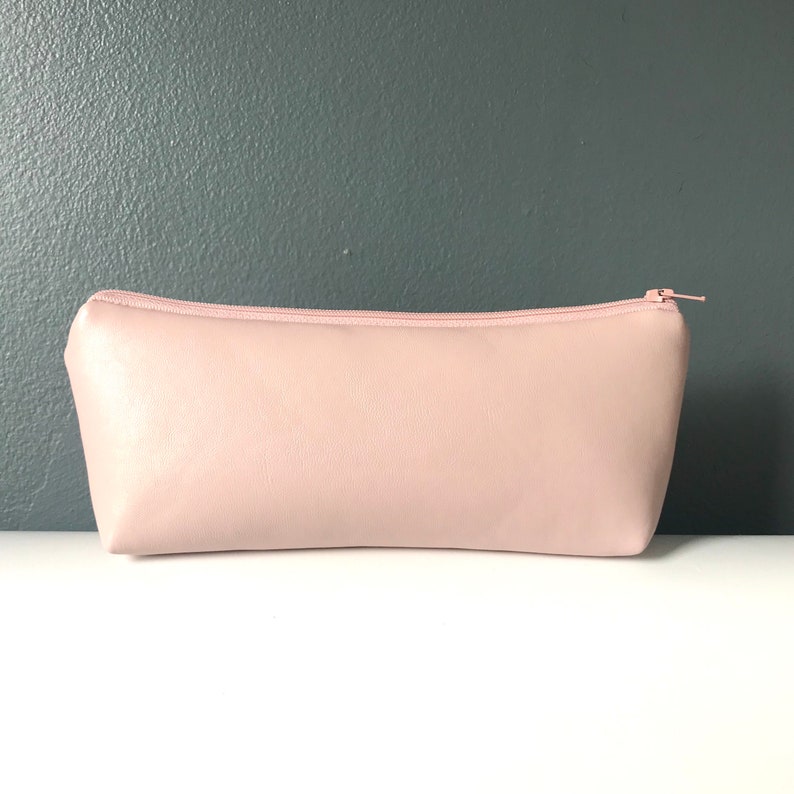 Miles Apart Sisters At Heart. Long Distance Pencil Bag, Gifts for Sister, Pencil Pouch, Hidden Message, Soft Blush Pink Vegan Leather image 2