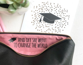 Vegan Leather Makeup Bag, Graduation Gifts For Her, Back to School Gifts, Class of 2024, Grad Gifts for Daughter, College Graduation Gifts