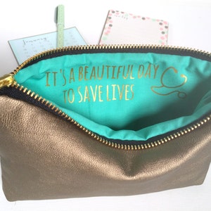 Personalized Nurse Practitioner Gift, Vegan Leather Makeup Bag, Nurse Bag, Nursing Student Graduation Gift