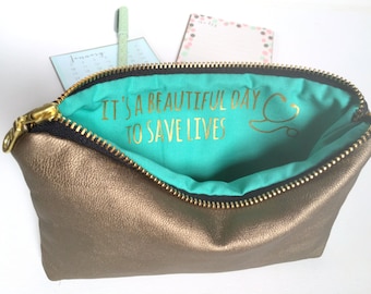 Personalized Nurse Practitioner Gift, Vegan Leather Makeup Bag, Nurse Bag, Nursing Student Graduation Gift