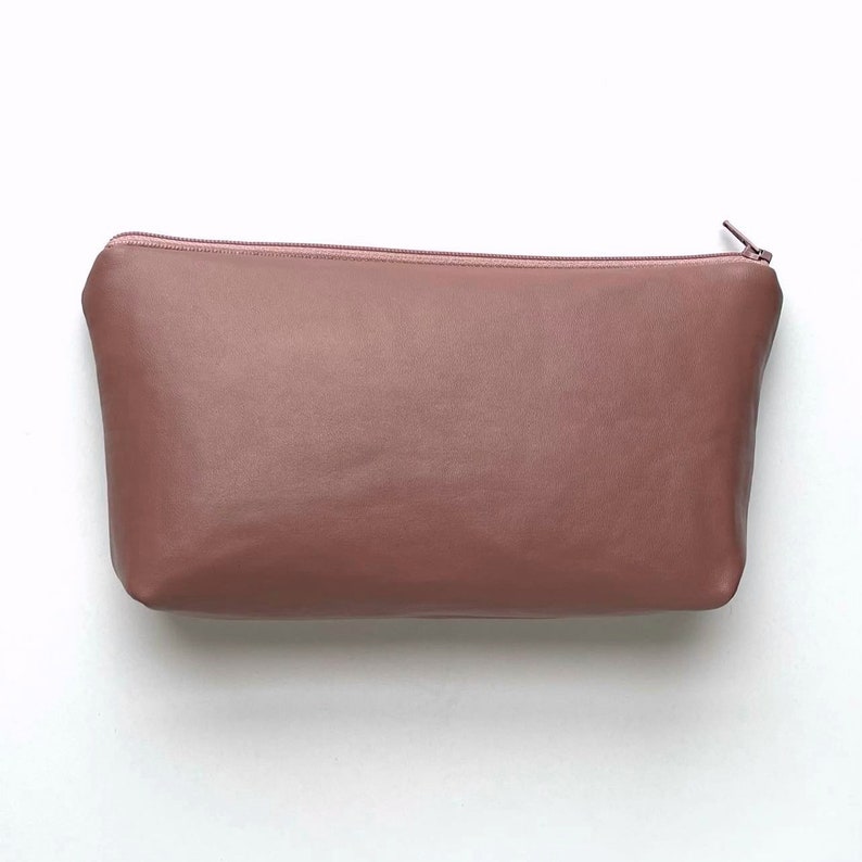 Friendship Gift: Love Made Us Family. Meaningful Hidden Message Zipper Bag, Chestnut Vegan Leather, Secret Message Bag, Unique Holiday Finds Mauve