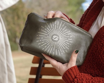 Custom Zodiac Vegan Leather Makeup Bag: Personalized Birthday Gift