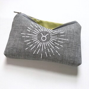 Zodiac Bag: Hatch Canvas. Horoscope Sign Personalized Makeup Bag For Astrology Lovers. Unique Celestial Custom Astrology-Inspired Gift.