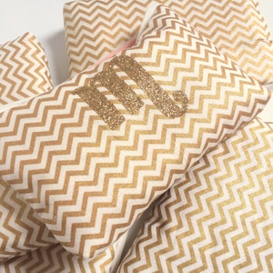 Personalized Graduation Gift for Her, Class of 2024 & 2025, Nurse Graduation Gift, Gold Chevron Zip Bag, College Graduation Gift for Her image 3