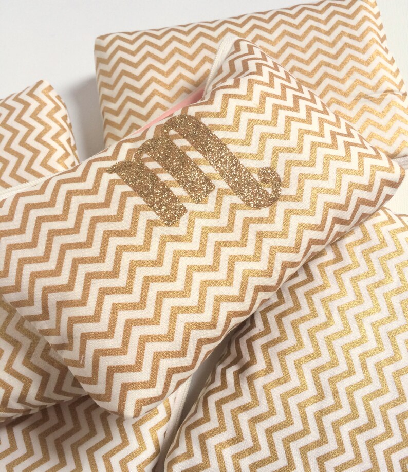 Personalized Graduation Gift for Her, Class of 2022 & 2023, Nurse Graduation Gift, Gold Chevron Zip Bag, College Graduation Gift for Her image 3