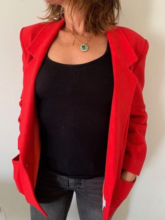 Vintage I Magnin Red Boyfriend Blazer - image 2