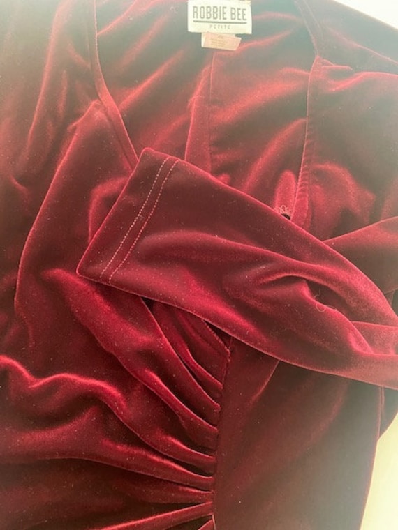 Vintage 80's Robbie Bee Crimson Velvet Dress - image 3