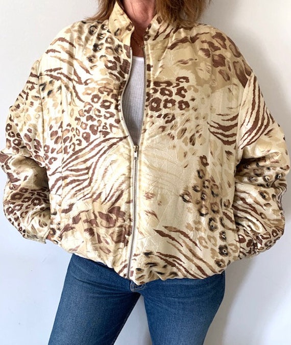 80's Animal Print Bomber Jacket - image 1