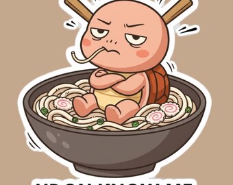 Udon Know Me – Mood TurtleBoss Vinyl Sticker for Laptop, Water Bottle, Journal, or Gift