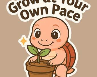 Your Own Pace Turtle Vinyl Sticker – Positive Vibes Decal for Laptops, Water Bottles
