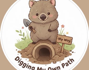 Digging My Own Path Wombat Vinyl Sticker | Motivational Animal Art, Independent Spirit Gift