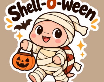 Mummy Turtle Halloween Vinyl Sticker: Shell-o-ween Laptop Decal